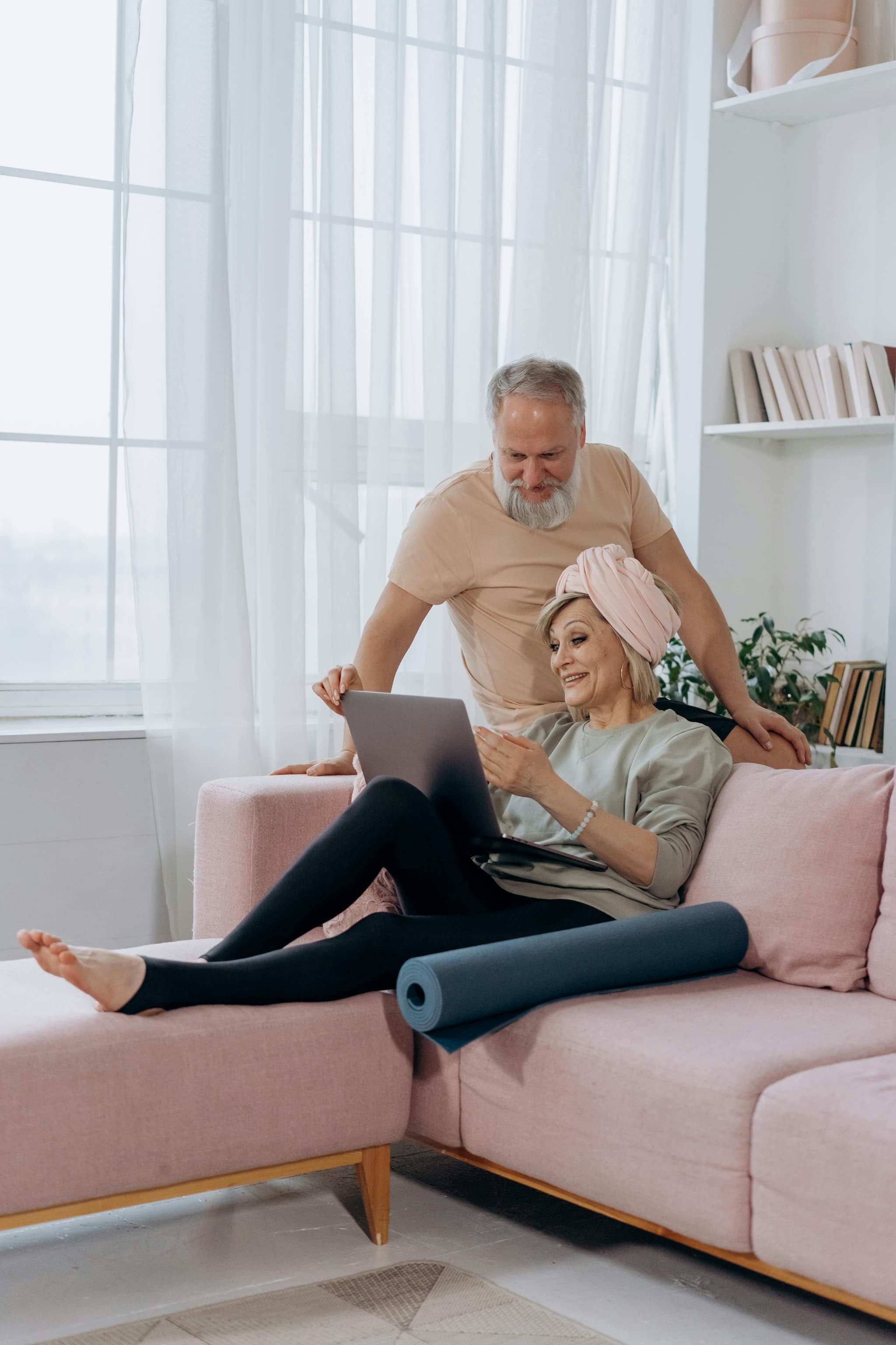 Couple using a laptop